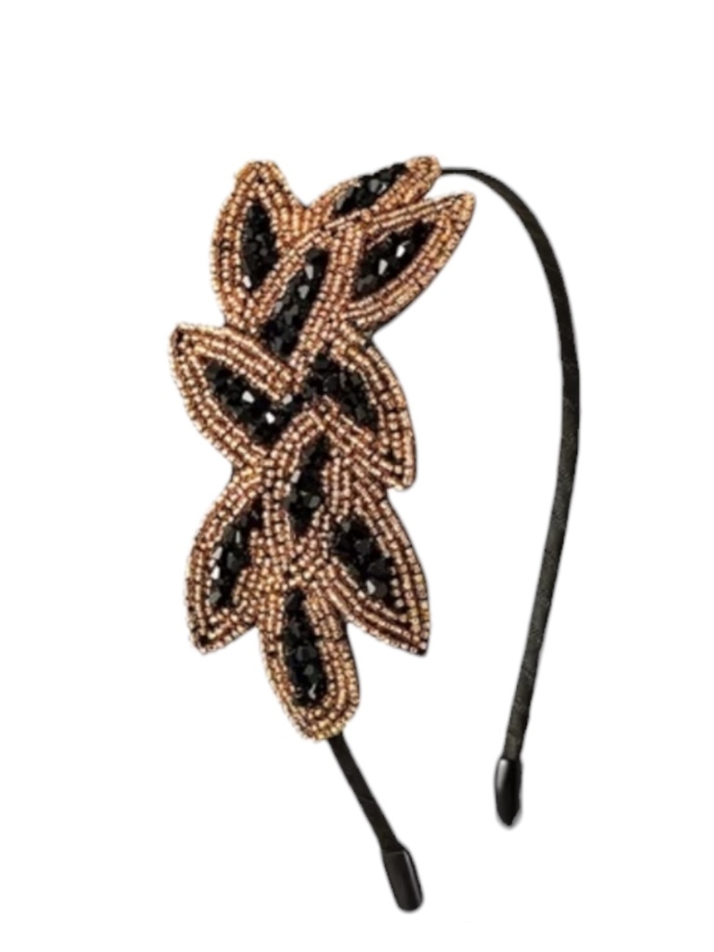 Black and Gold Floral Beaded Headband